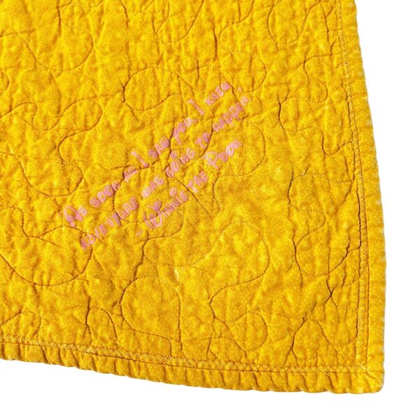 Handmade Girls Baby Kids Quilt Lovey 8 Point Star Yellow Pink Purple 40x41 Clean - Picture 6 of 6